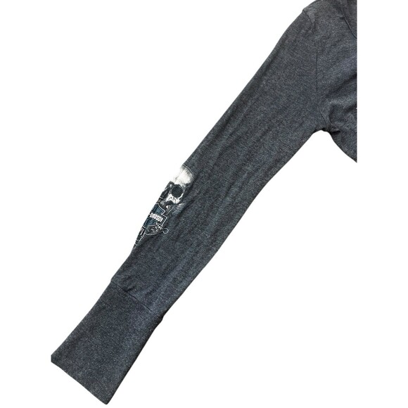 Harley Davidson Skull Wing Long Sleeve Top Womens Y2K Grunge Biker - Picture 3 of 9